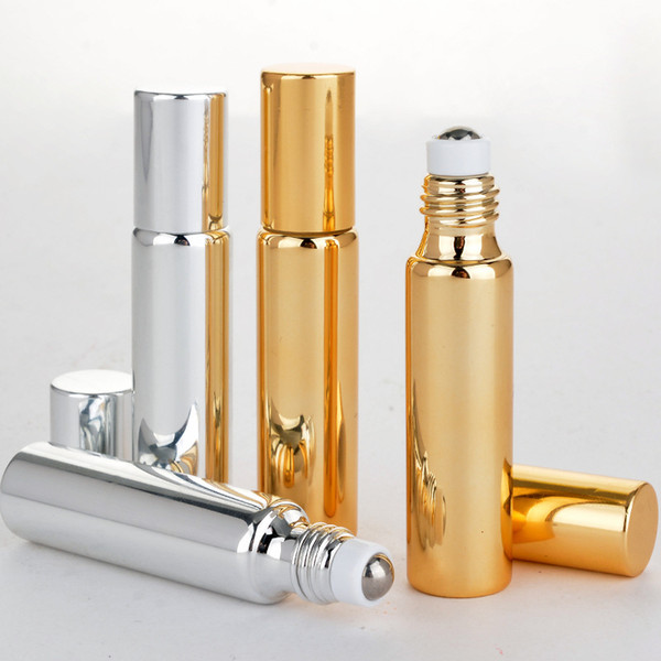Wholesale 300pcs 10ml ROLL ON GLASS BOTTLE Black Gold Silver Fragrances ESSENTIAL OIL 
8000
Perfume Bottles With Metal Roller Ball Free Shipping