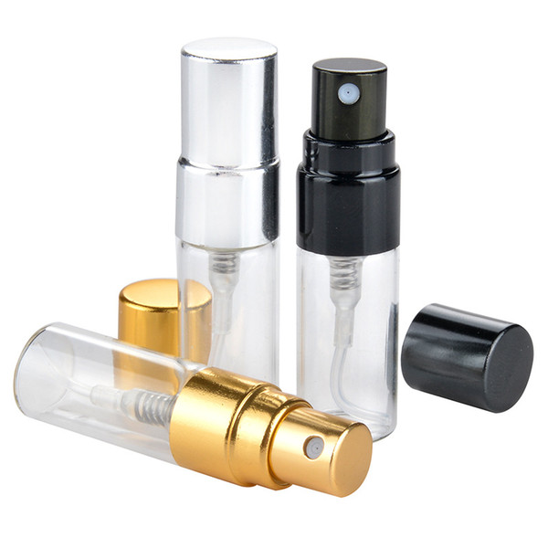 3ml Refillable Portable Mini Glass Perfume Bottles &Travel Aluminum Spray Atomizer Empty Perfumer Bottles 1000pcs/lot