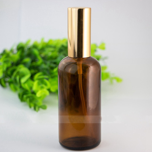 Empty Travel Portable Essential Oil Glass Refillable Bottles 100ml Glass Spray bottles With Gold And Black Spray Cap