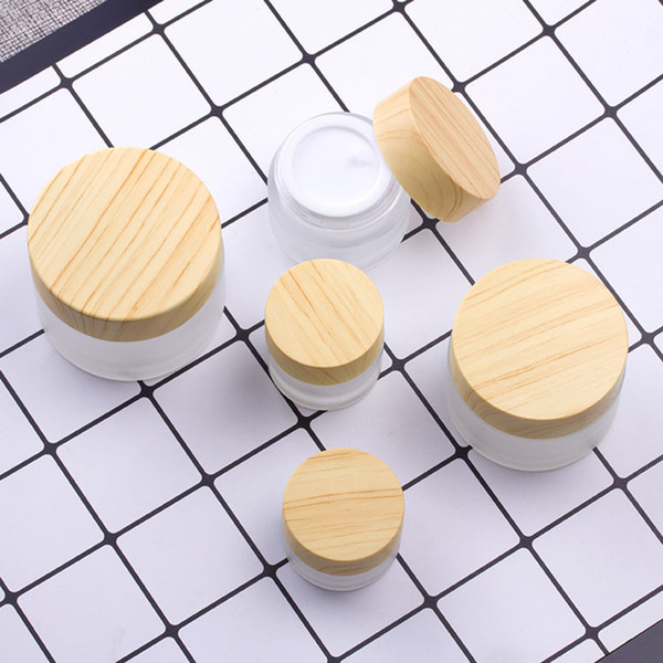 300pcs/lot 5g 10g 15g 30g 50g Glass Jars For Cosmetics Frosted Empty Jar Pots Cosmetic Makeup Face Cream Containers For Sale