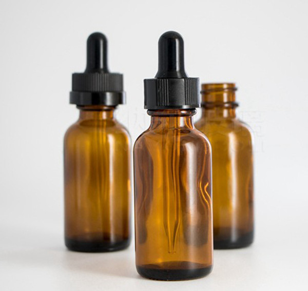 Hot Sale 30ml 1OZ E liquid Boston Glass Dropper Bottles Amber essential oil dropper bottle With Black Childproof Caps And Glass Pipette