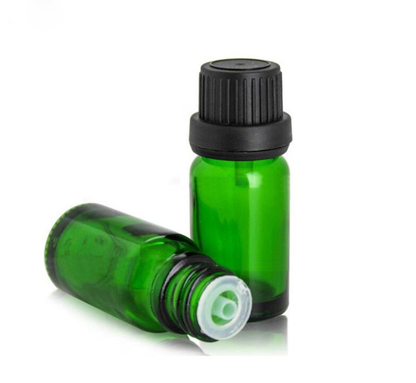 High Qaulity 10ml Green Glass Bottles Wholesale Empty Essential Oils Glass Bottle Cosmetic Glass Containers With Black Screw Cap