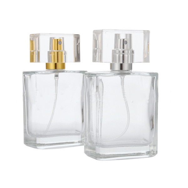 30ml 50ml Empty Glass Perfume Bottles Wholesale Square Spray Atomizer Refillable Bottle Scent Case With Travel Size