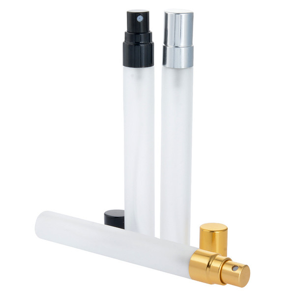 Hot Sale Travel Mini Refillable Perfume Bottles With Spray 10ml Frosted Portable Empty Bottle With Gold Silver Black Atomizer