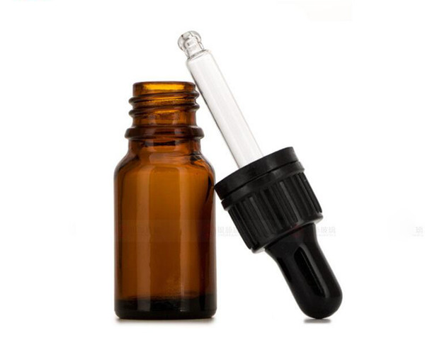 Large Stocks Vape Essential Oil E liquid 10ml Amber Glass Dropper Bottles With Tamper Evident Caps And Pipettes 768pcs/lot