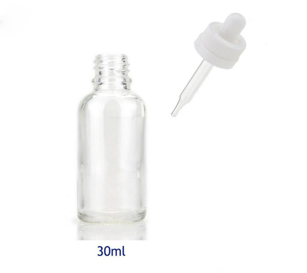 High Quality Empty Glass 30ml Essential Oil Bottles 1OZ Clear Eye Droppers Cosmetic Container Small Packaging Bottle For Sale