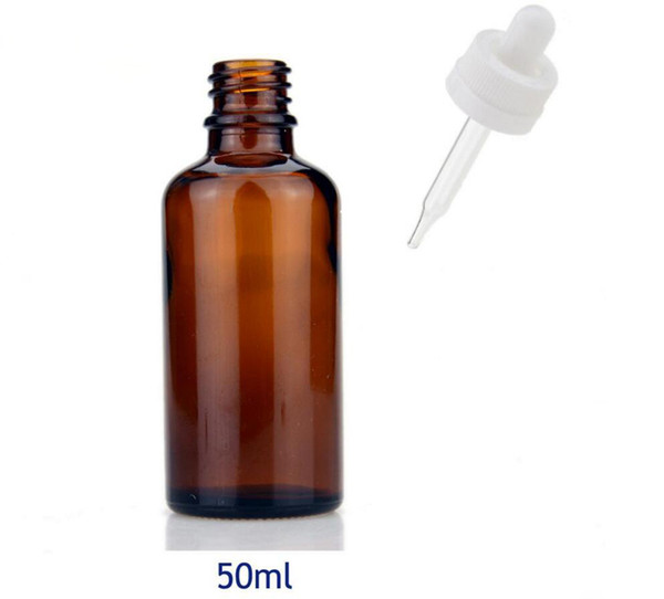 50ML Amber Glass Bottles With Dropper Brown Empty Bottles With Black White Childproof Cap Essential Oil Bottles Free shipping