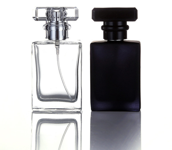Hot Selling Mini Glass Empty Bottles 30ml Black Clear Travel Protabl Perfume Refillable Spray Bottles DHL Free Shipping