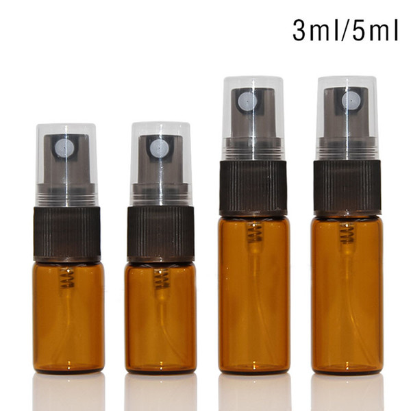 Wholesale Amber Spray Bottles 3ml 5ml 10ml Mini Mist Empty Perfume Spray Refillable Bottle For Essential Oils Perfumes