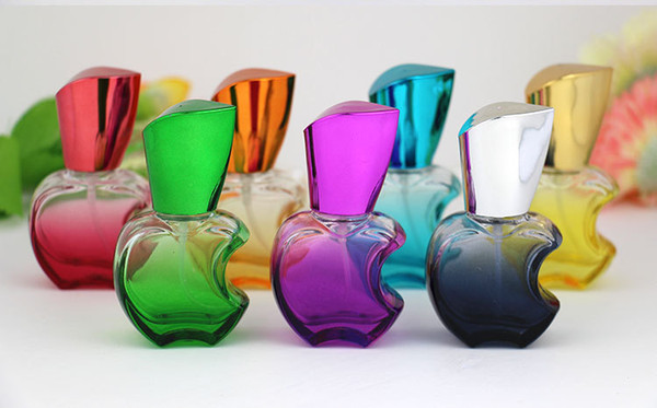100pcs 15ML Apple Shape Colorful Glass Perfume Bottles Travel Sample Cosmetic Spray Glass Packing Perfume Bottles