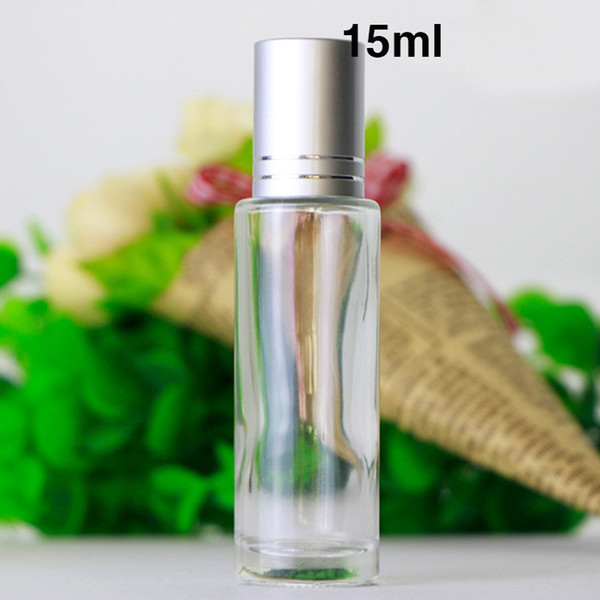 Wholesale 15ML Clear Glass Essential Oil Roller Bottles With Stainless Steel Roller Ball Aromatherapy Refillable Roll On Perfume Bottles