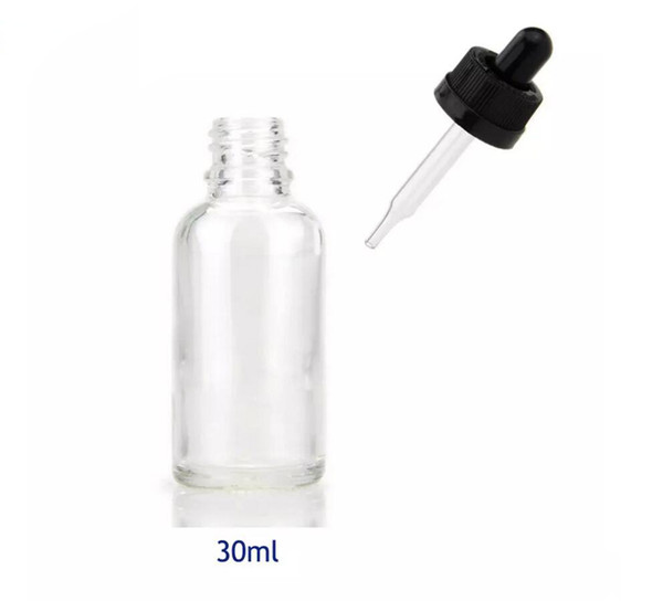 30ml clear transparent glass e liquid glass dropper bottles empty Essential Oil Bottle 1OZ with childproof cap