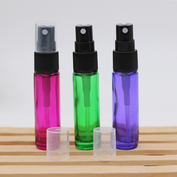 10ml Mini Fashion Black/Green/Pink/Purple Glass Perfume Bottles Portable Travel Perfume Atomizer Spray Bottle Cosmetic Containers For Sale