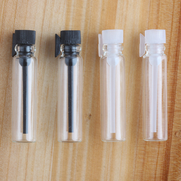 Lowest Price 1ml 2ml mini glass perfume bottle Small parfume sample vials tester trial Perfume bottle with Clear Black Stoppers