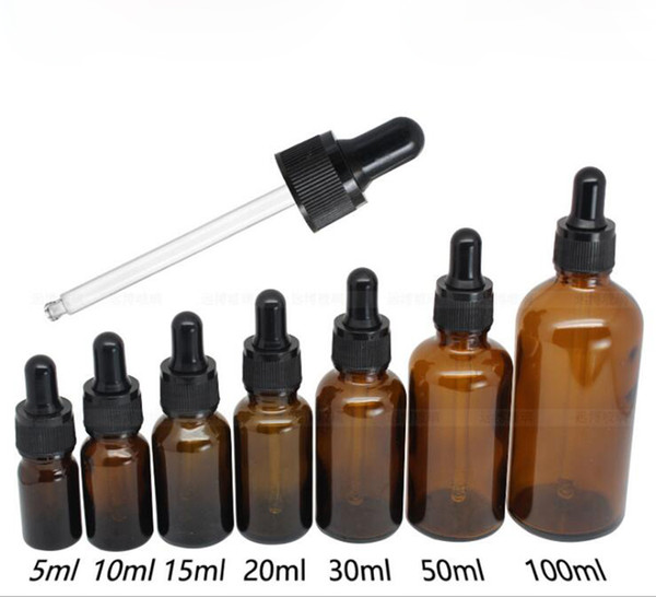 Mass Stock Amber Glass Liquid Pipette Bottles Eye Dropper Aromatherapy 5ml-100ml Essential Oil Perfume bottles Wholesale