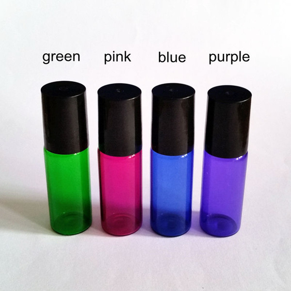 Hot Market 5ml Glass Roll on Bottles Aromatherapy Essential Oil Roller Bottles Wholesale With Black Cap And Metal Roller Ball Mix 6 Color