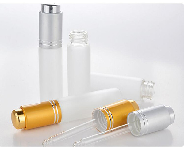 20ml Press Pump Empty Perfume Bottles Refillable Essential Oil Cosmetic Container Fragrance Vials With Gold Silver Lid