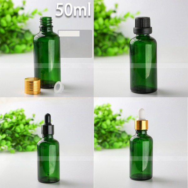 Wholesale 440PCS Empty Cobalt Green Glass Dropper Bottles 50ml E Liquid Glass Bottles With Screw Cap