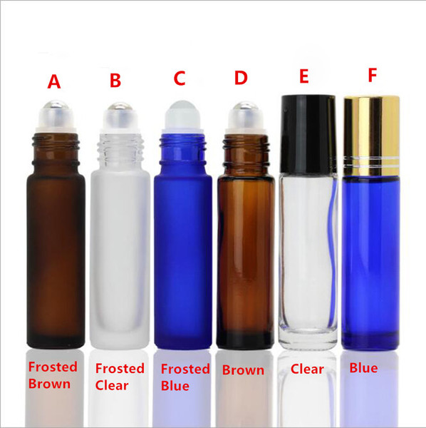 7 Color Glass Roll On Bottle 10ml (1/3oz) Essential Oil Empty Aromatherapy Perfume Bottles With Metal Roller Ball Wholesale In USA UK