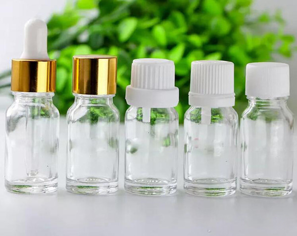 Wholesale Price 10ml Empty Mini Dropper Glass Vial 1/3OZ Portable Essential Oil Refillable Bottles With 6 Style Caps For Choice