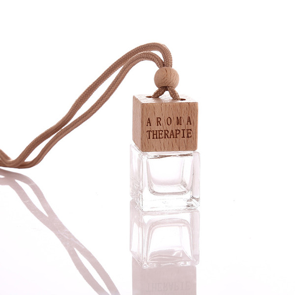100pcs/lot Empty Clear Frosted Glass Aroma Bottle Hanging Aromatherapy Essential oil Glass Bottles Car Perfume Bottle 6ml Wholesale