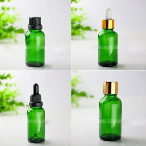 440pcs/lot 30ml Green Glass Bottles With Childproof Cap Screw Caps Essential Oil Cosmetic Empty Glass Dropper Bottles 30ml
