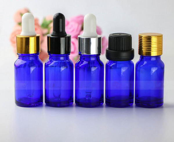 10ml Mini Empty Blue Glass Dropper Bottles Aromatherapy Esstenial Oil Bottle Small Eye Dropper Bottles With Black Gild Silver Cap