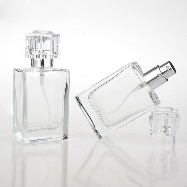 Wholesale 30ml Square Shape Glass Perfume Bottles Transparent Empty Refillable Glass Spray Atomizer Bottles 30ml On Promotion