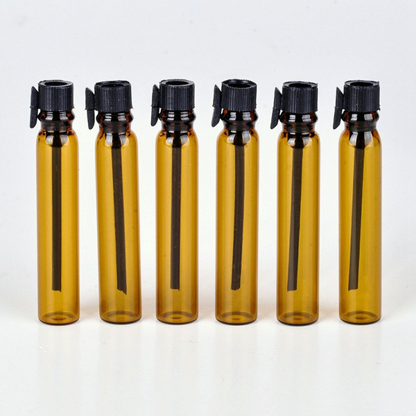 Wholesale Price Amber Cosmetic Bottles Glass Mini Perfume Vial 2ml Glass Sample Bottle With Black Stoppers