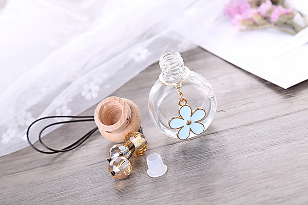 Hot Selling Car Hang Rope Glass Perfume Bottles Refillable Empty Hangings Bottle Accessories With Wood Cap Reuse