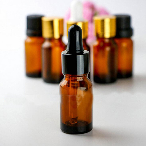 DHL Free Empty 10ml Amber Glass Dropper Bottles with glass eye dropper pipette for essential oils aromatherapy wholesale