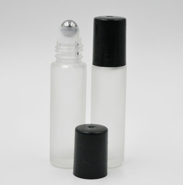 Refillable Frosted 10ml ROLL ON GLASS BOTTLES ESSENTIAL OIL Steel Metal Roller ball fragrance PERFUME by DHL/Fedex Free Ship