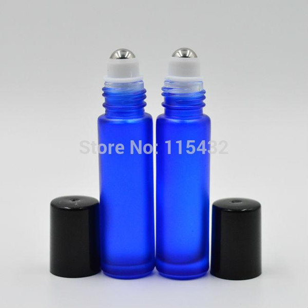 Blue THICK 10ml ROLL ON GLASS BOTTLE Fragrances ESSENTIAL OIL stainless steel Roller Ball BY DHL/EMS Free Shipping Factory Price