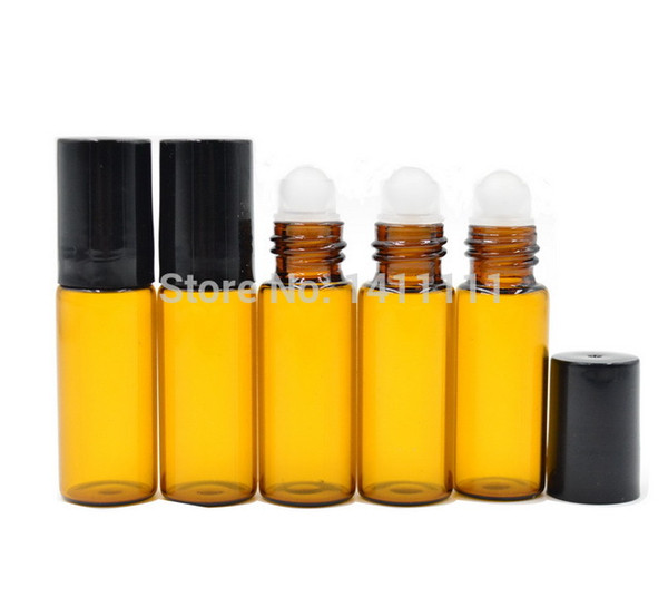 1000pcs/lot Refillable 5ml 1/6oz ROLL ON AMBER GLASS BOTTLES ESSENTIAL OIL Glass Roller ball Aromatherapy Bottle BY DHL FREE