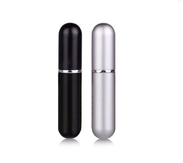 Wholesale 100PCS 5ml Black / Silver Refillable Empty Atomizers Travel Perfume Bottle Spray Makeup Aftershave Metal Bottle DHL Free Shipping