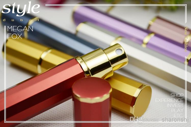 Cute 8ML Travel Perfume Bottle Scent Atomizer Spray Refillable Empty Makeup Aftershave Colorful Metal Bottle Best Gifts DHL free PB011