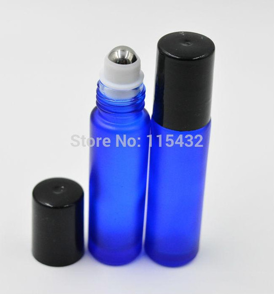 600pcs/lot 10ml 1/3oz Blue ROLL ON GLASS BOTTLE Fragrances ESSENTIAL OIL perfume stainless steel Roller Ball BY DHL/EMS Free Shipping