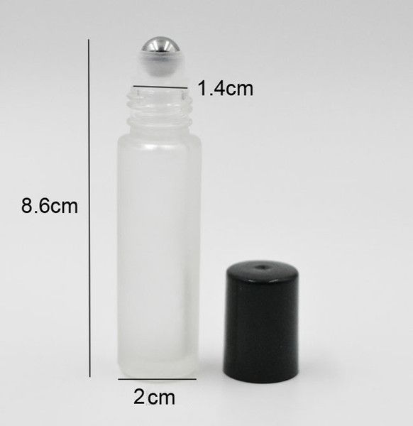Refillable 10ml ROLL ON Frosted GLASS BOTTLES ESSENTIAL OIL Steel Metal Roller ball fragrance PERFUME Wholesale Free Shipping