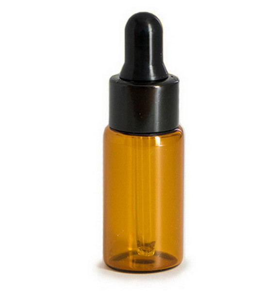 Factory price 1000PCS/LOT 5ML Amber Dropper Mini Glass Bottle Essential Oil Display Vial , Small Perfume Brown Sample container