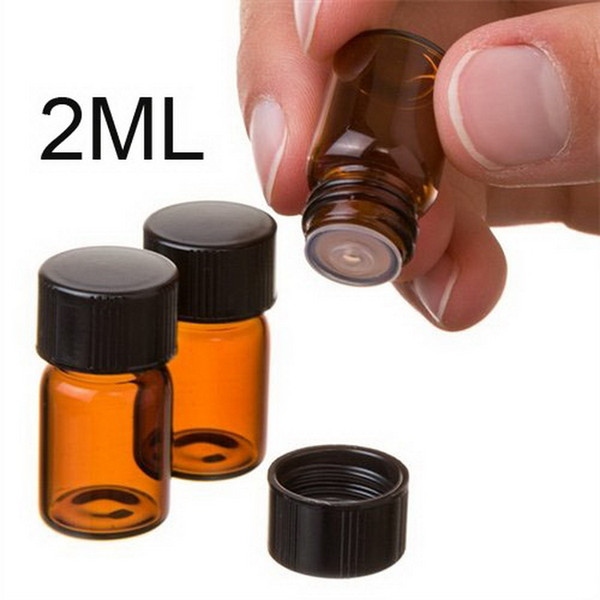 2ML Amber Brown Mini Glass Bottle, 2CC Amber Sample Vial, Small Essential Oil Perfume Bottle Factory price BY DHL Free Shipping