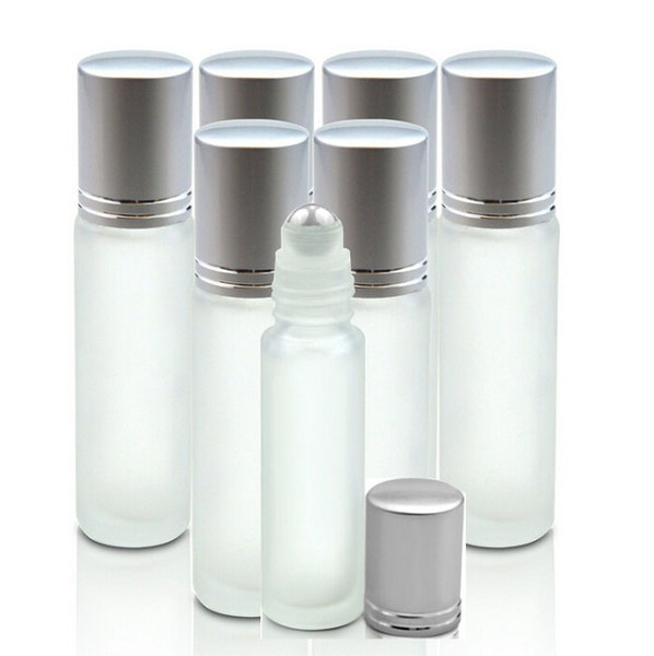 Wholesale 200pcs/lot 10ml Frosted Glass Roll On Essential Oils Perfume Bottles With Stainless Steel Roller Ball BY DHL Free Shipping