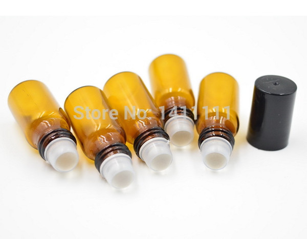 BY DHL/EMS Free Shipping MINI Refillable 3ml Amber brown Fragrances ROLL ON GLASS BOTTLE ESSENTIAL OIL Roller Ball 200pcs/lot