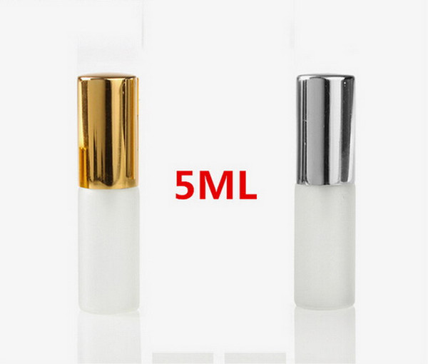 Frosted glass 5ml Travel liquid Fine mist fragrant Perfume Atomizer Refillable Spray Empty Bottle 200pcs/lot silver/gold Cap