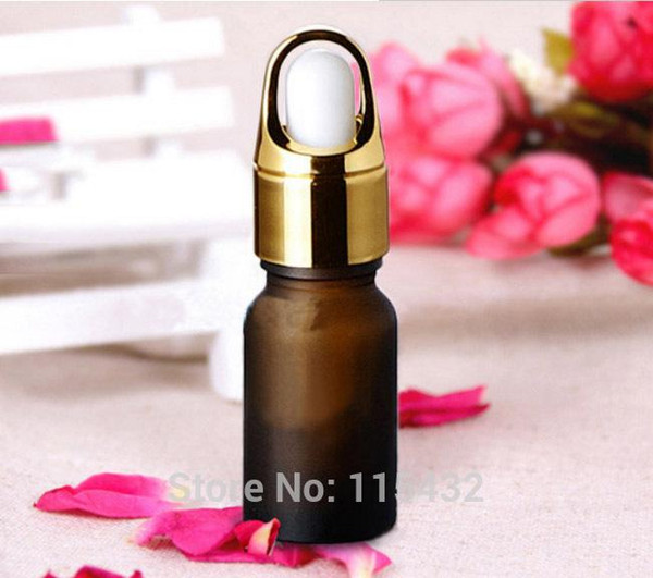 Thick 10ml Frosted Amber Glass Bottles for Essential Oils with Glass Eye Dropper Wholesale 100pcs/lot by DHL Free Shipping