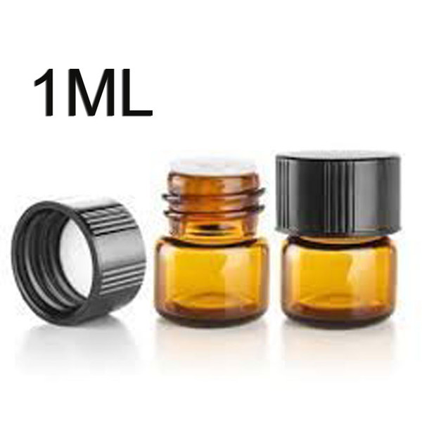 1000sets/lot 1ML Amber Mini Glass Bottle, 1CC Amber Sample Vial,Small Essential Oil Bottle Factory price BY DHL Free Shipping