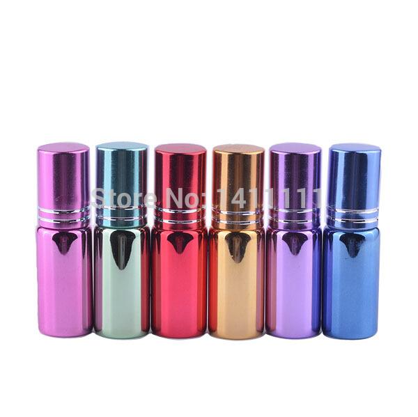 High Quality Wholesale BY DHL FREE 200PCS / Lot 5ml 1/6OZ 6Colors Glass Roll On Essential Oil Bottle Essential Oil Sample Vial