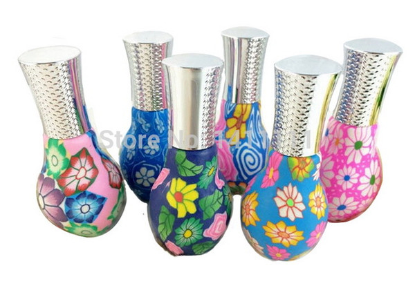 BY DHL FREE 100pcs/lot 20ML Flower Perfume Bottle Polymer Clay Fragrance Bottle Spray Atomizer Glass Essential Oil Bottle Vials