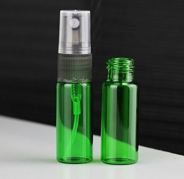 Wholesale 1000pcs/lot 5ml 1/6oz glass fragrant liquid Fine mist Perfume Atomizer Refillable Spray Empty Bottle Green pink