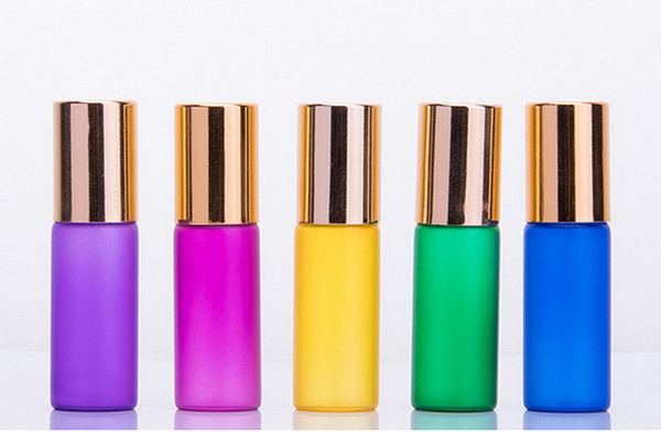 5ml Roll on Frosting Glass Bottle with Glass Metal Roller Ball Refillable Roller Glass Vials for Perfume Essential Oils bottle