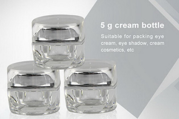 5g Cream Jar Cosmetic Container, Plastic bottle, Makeup Sample Jar, Cosmetic Packaging Bottle-5Pack (Transparent)
